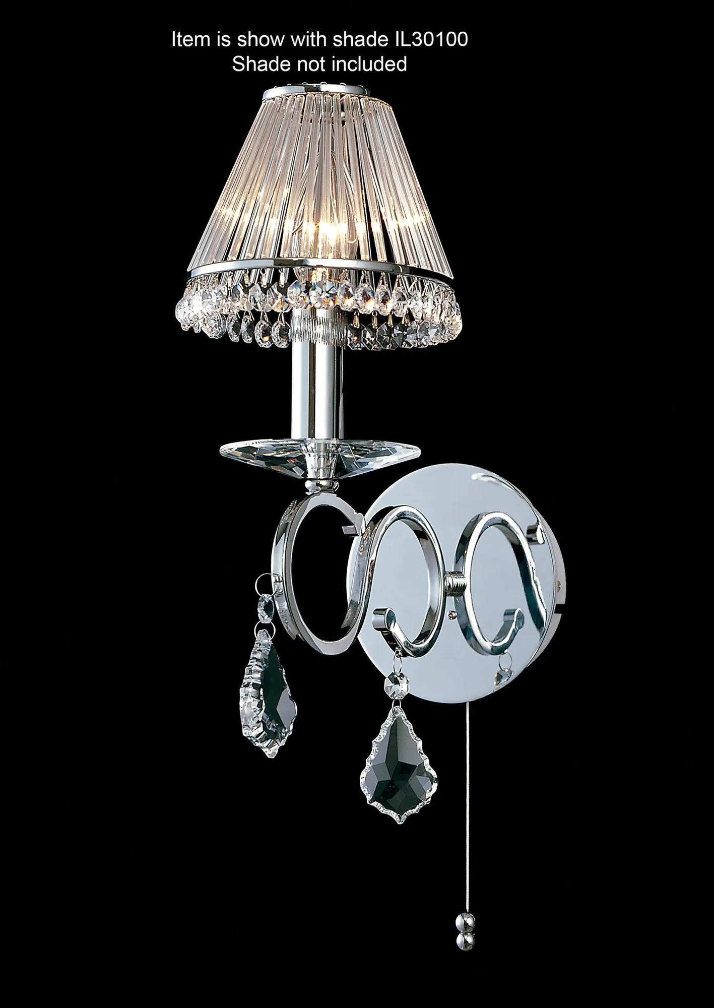 Torino Polished Chrome Crystal Wall Lights Diyas Armed Wall Lights